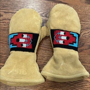 Kids Tan and Multicolor Mittens ASTIS